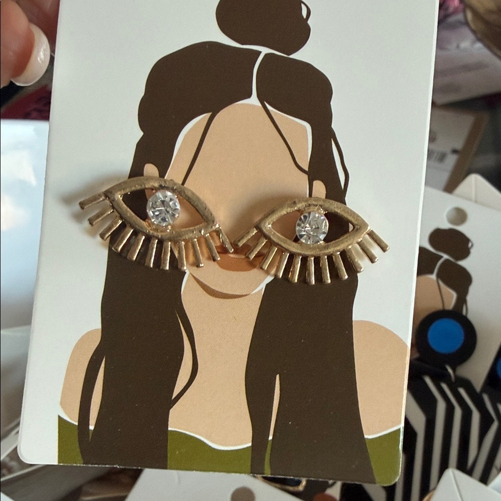 Gold Eye-Shaped Earrings